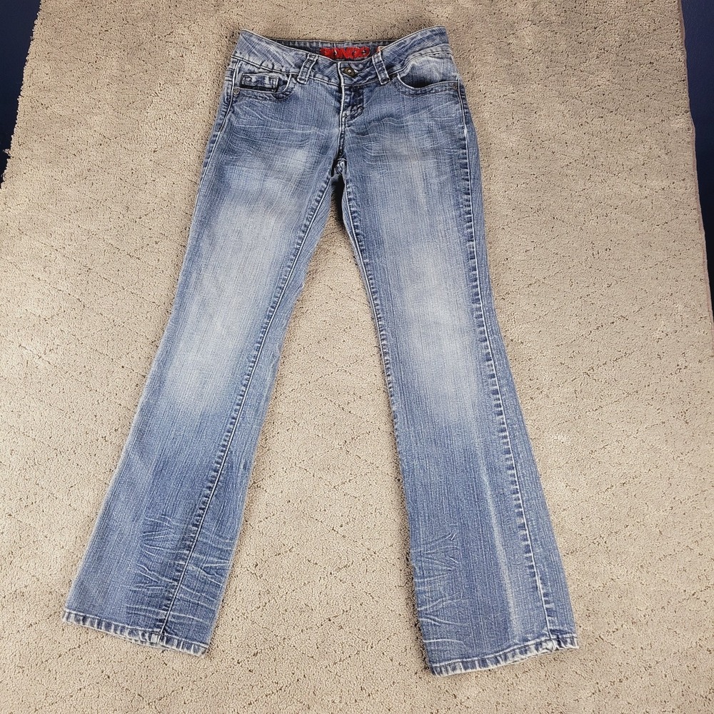 Bongo Jeans Womens 7T Tall Blue Flirty Bootcut Low Rise Medium Wash‎ Stretch